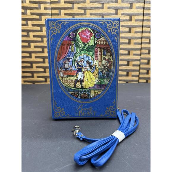 NWT Loungefly Beauty & the Beast Stained Glass Book Clutch Crossbody Bag Purse - Picture 1 of 9